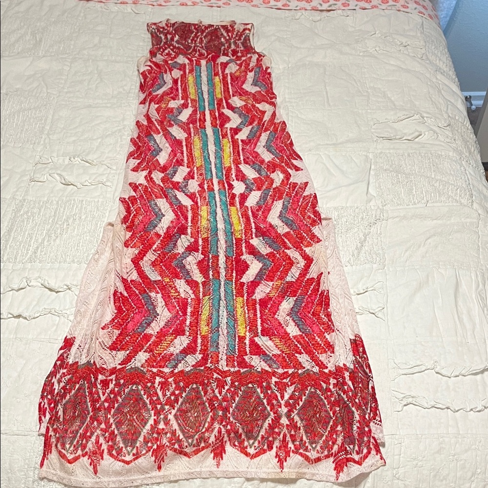 B. Darlin Colorful Geometric Patterned Maxi Dress, Size 9/10